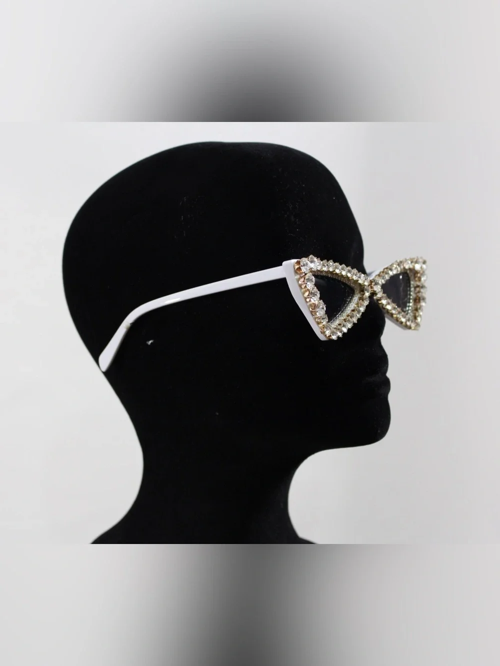 Rhinestone Cat Eye Sunglasses Bundle Black & White Statement Shades - Picture 8 of 9
